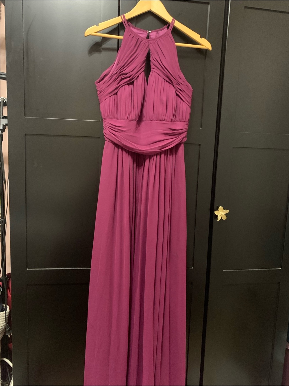 Dessy Collection size 6 Chiffon Maxi Dress Plum berry wedding guest bridesmaid